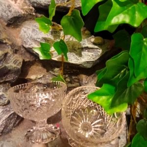2 crystal looking ice cream bowls
